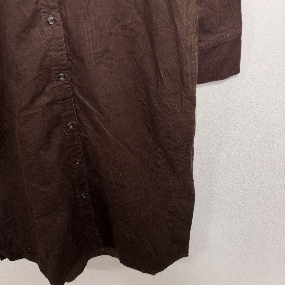 SHOO-LA-RUE ブラウンコーデュロイ長袖シャツワンピース M d743 11