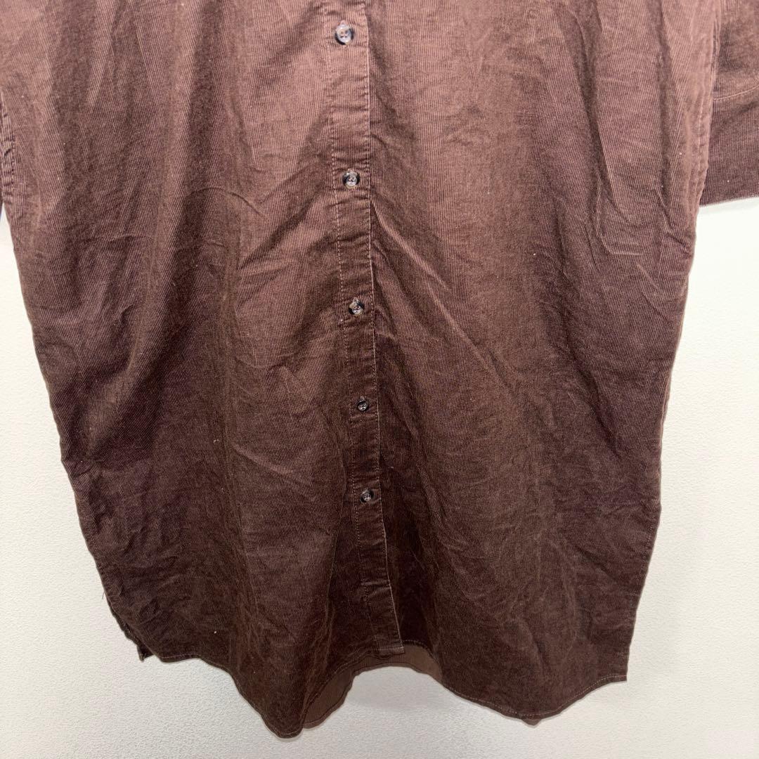 SHOO-LA-RUE ブラウンコーデュロイ長袖シャツワンピース M d743 12