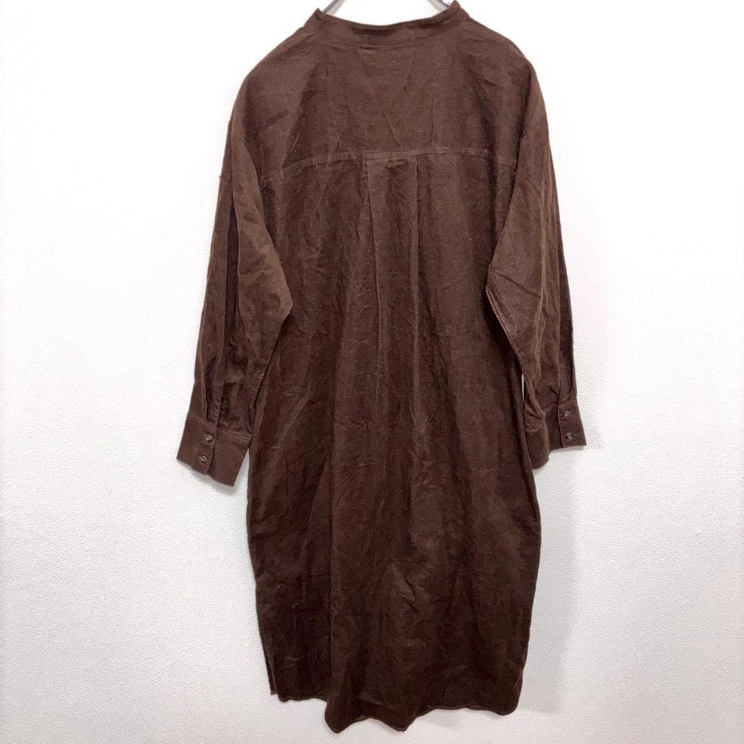 SHOO-LA-RUE ブラウンコーデュロイ長袖シャツワンピース M d743 13