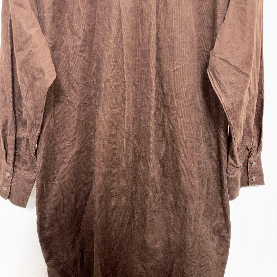 SHOO-LA-RUE ブラウンコーデュロイ長袖シャツワンピース M d743 16