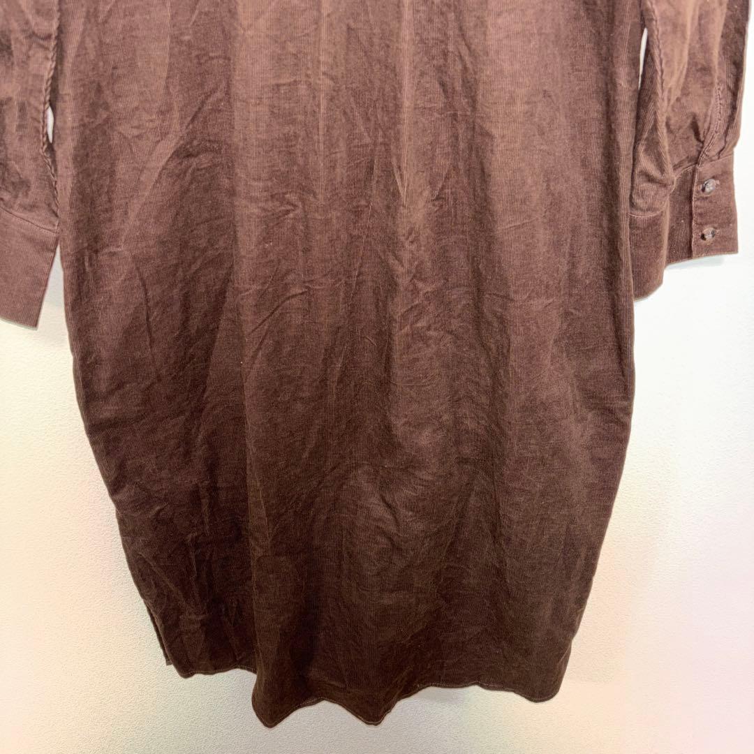 SHOO-LA-RUE ブラウンコーデュロイ長袖シャツワンピース M d743 17