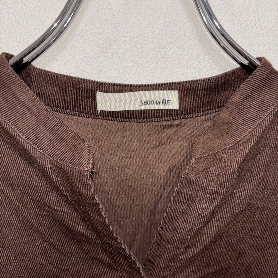 SHOO-LA-RUE ブラウンコーデュロイ長袖シャツワンピース M d743 3