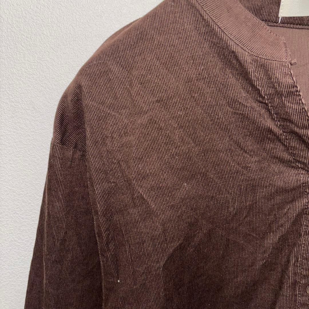 SHOO-LA-RUE ブラウンコーデュロイ長袖シャツワンピース M d743 4