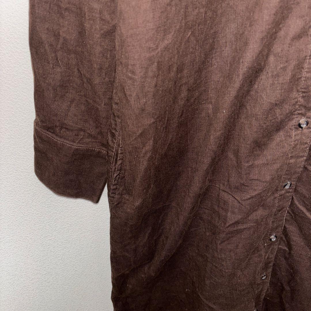 SHOO-LA-RUE ブラウンコーデュロイ長袖シャツワンピース M d743 6