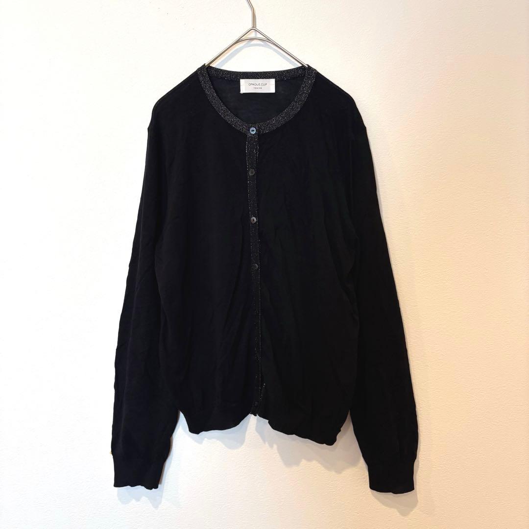 オペークドットクリップ カーディガン ラメ 黒 ブラック　長袖 M 羽織り