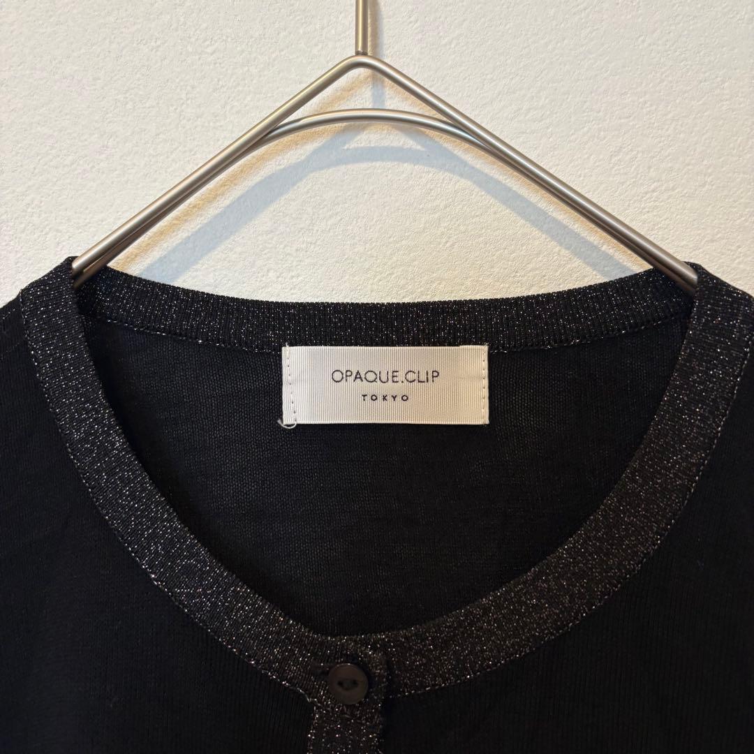 オペークドットクリップ カーディガン ラメ 黒 ブラック　長袖 M 羽織り 3