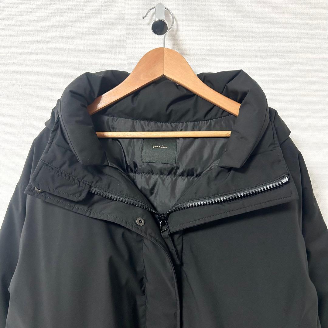 スピックアンドスパン　撥水フーデッドダウンコート　ブラック　38 3