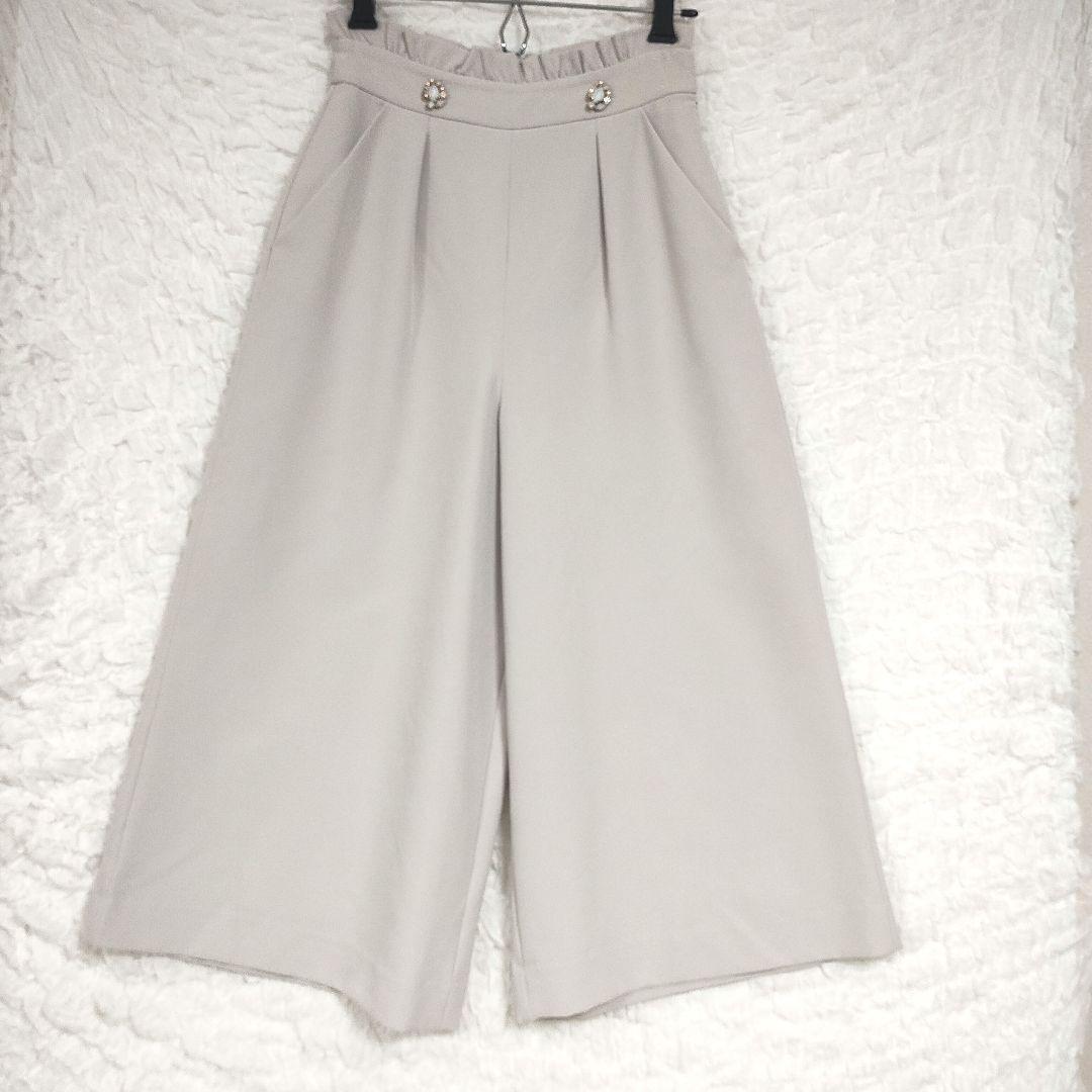 プロポーション ライトグレー ワイドパンツ 装飾ボタン付き S 春 カジュアル