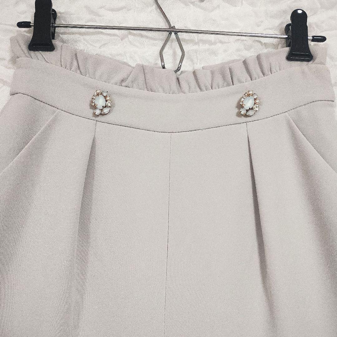 プロポーション ライトグレー ワイドパンツ 装飾ボタン付き S 春 カジュアル 2