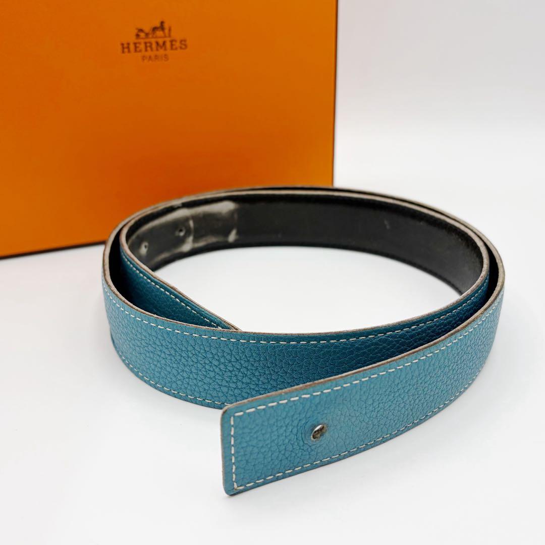 ⭐️良品⭐️ エルメス レザー ベルト 80 ブラック ブルージーン