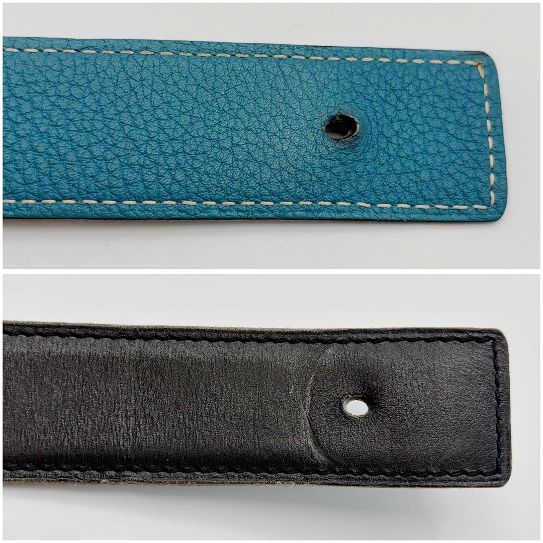 ⭐️良品⭐️ エルメス レザー ベルト 80 ブラック ブルージーン 8