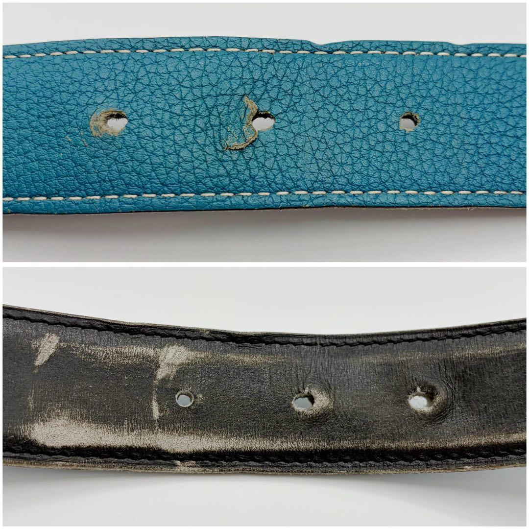 ⭐️良品⭐️ エルメス レザー ベルト 80 ブラック ブルージーン 9
