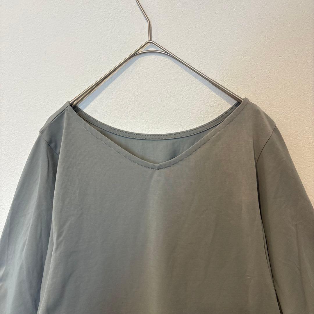 グローバルワーク Vネック カットソー 半袖 Tシャツ　緑　グリーン　L 無地 2