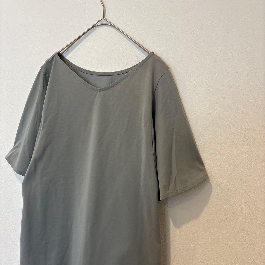 グローバルワーク Vネック カットソー 半袖 Tシャツ　緑　グリーン　L 無地 3