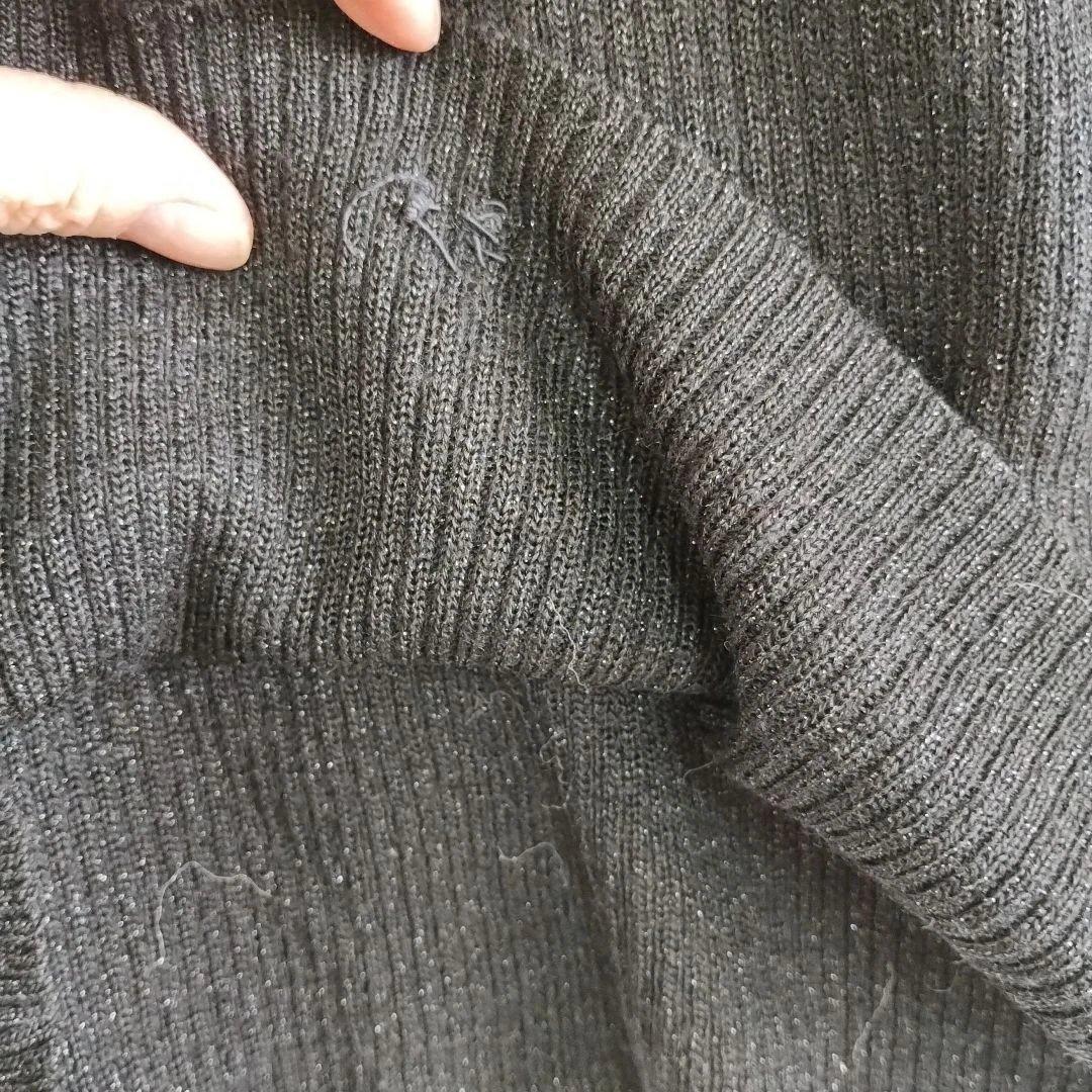 【アンクライン】ダークグレー ハイネック 半袖ニット L 銀ラメ カジュアル 5