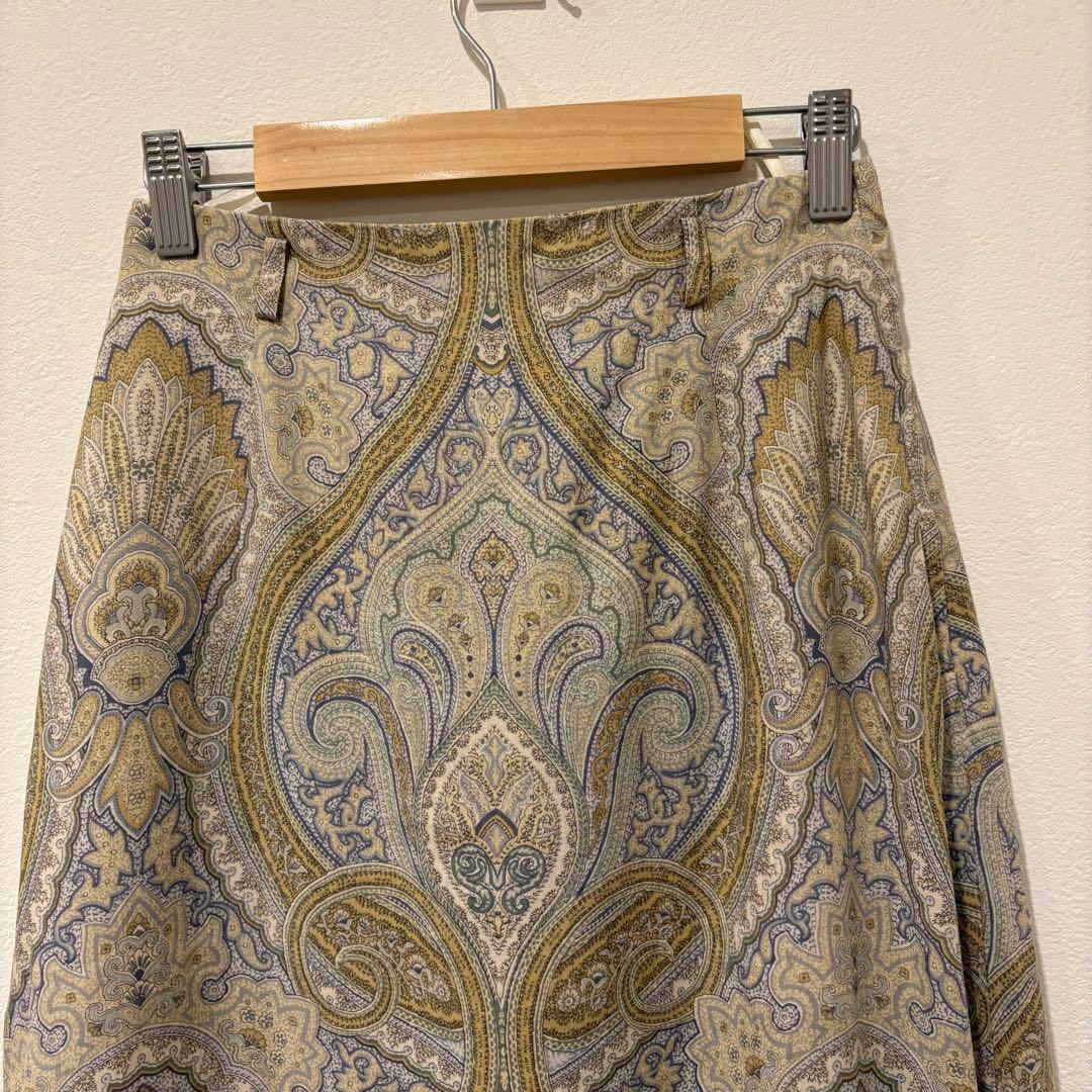 ニューヨーカー ペイズリー ロングスカート フレア　総柄 ベージュ 9号　上品 2