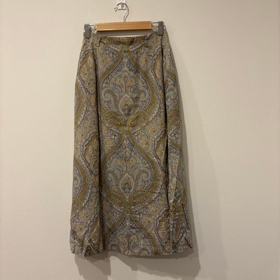 ニューヨーカー ペイズリー ロングスカート フレア　総柄 ベージュ 9号　上品 4