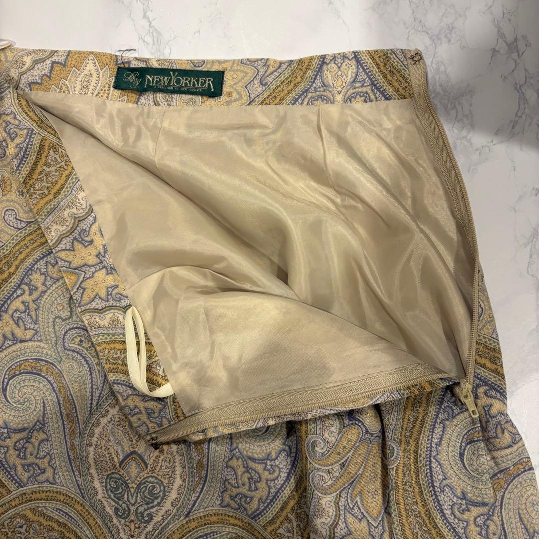 ニューヨーカー ペイズリー ロングスカート フレア　総柄 ベージュ 9号　上品 5