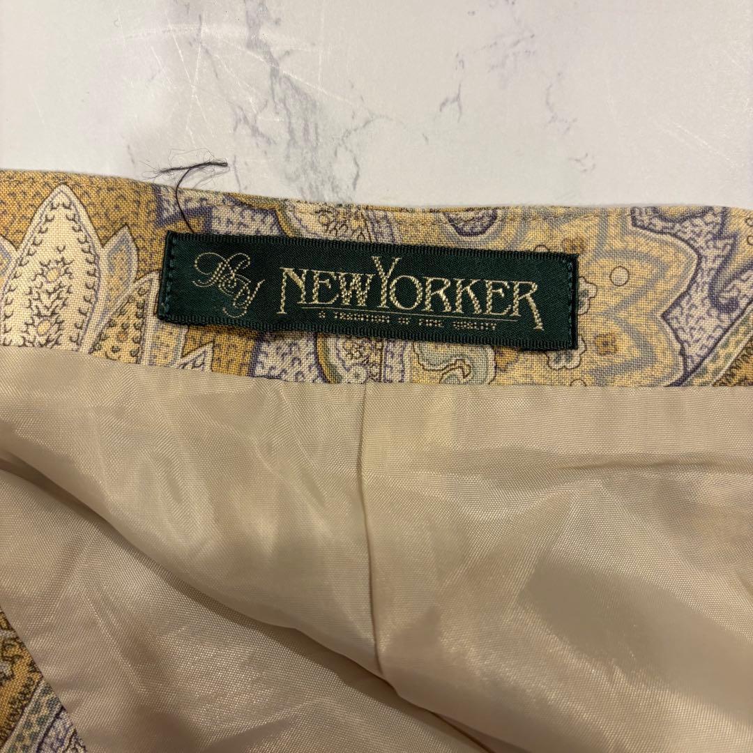 ニューヨーカー ペイズリー ロングスカート フレア　総柄 ベージュ 9号　上品 6