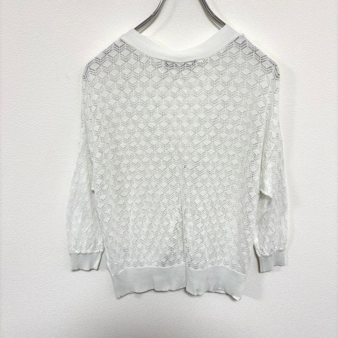 louise 透かし編みホワイトカーディガン Mサイズ　d728 11