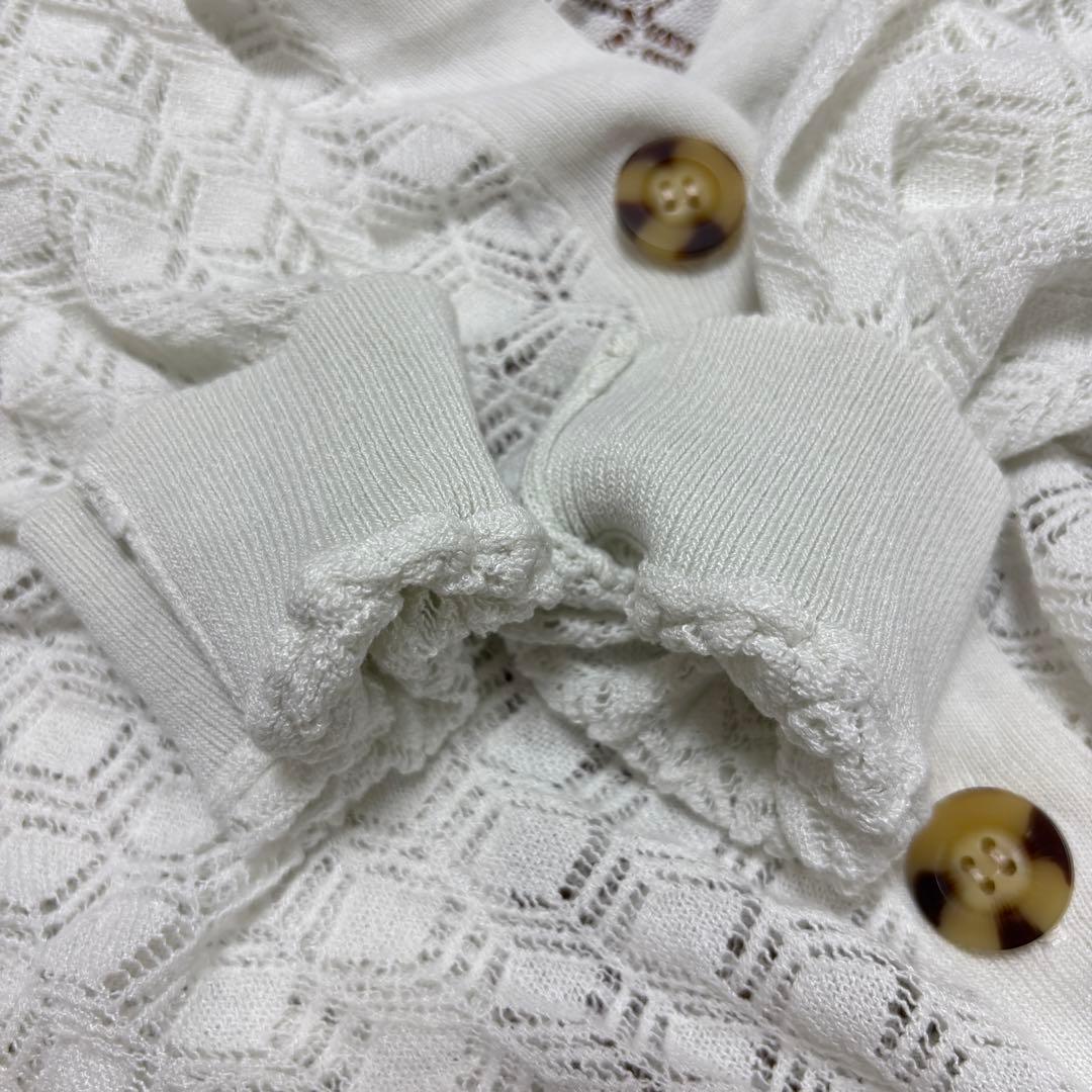 louise 透かし編みホワイトカーディガン Mサイズ　d728 15