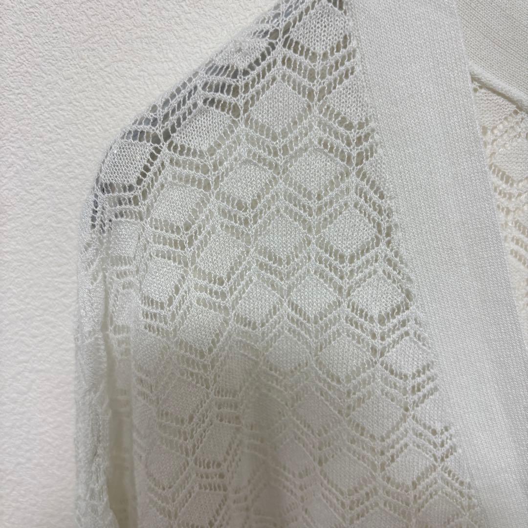 louise 透かし編みホワイトカーディガン Mサイズ　d728 4