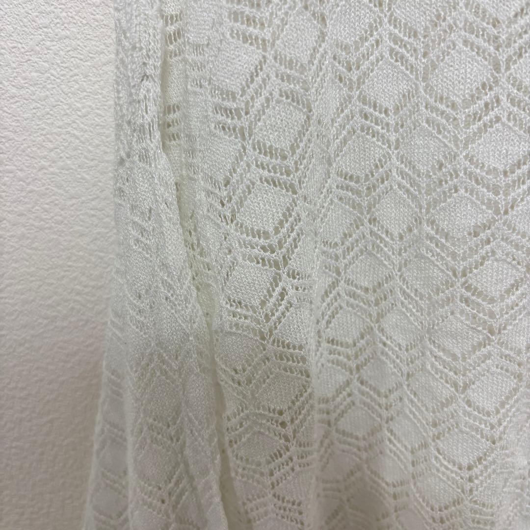 louise 透かし編みホワイトカーディガン Mサイズ　d728 5