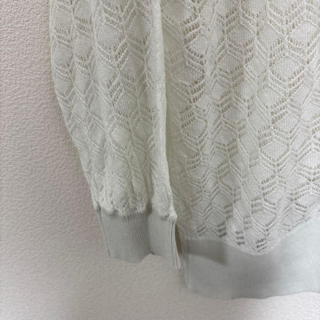 louise 透かし編みホワイトカーディガン Mサイズ　d728 6