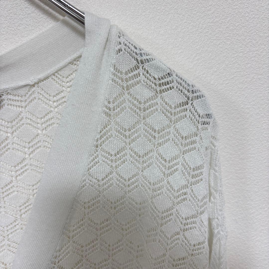 louise 透かし編みホワイトカーディガン Mサイズ　d728 7