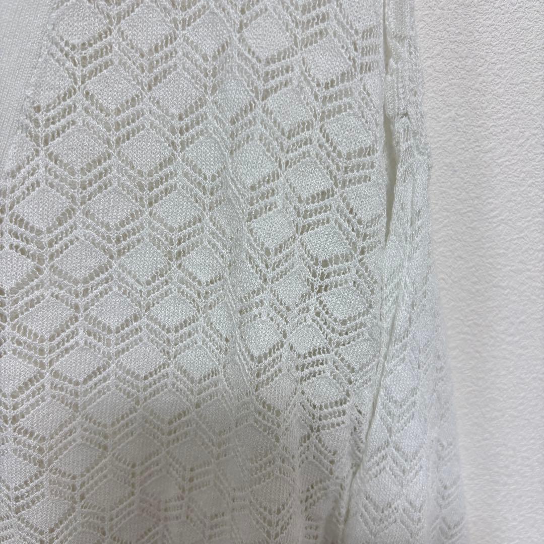 louise 透かし編みホワイトカーディガン Mサイズ　d728 8