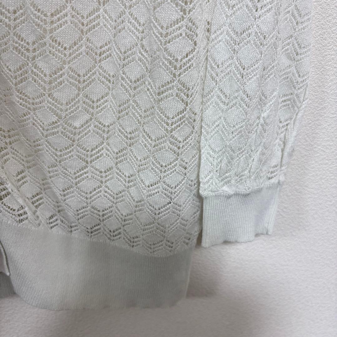 louise 透かし編みホワイトカーディガン Mサイズ　d728 9