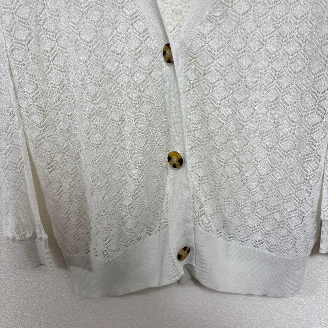louise 透かし編みホワイトカーディガン Mサイズ　d728 10