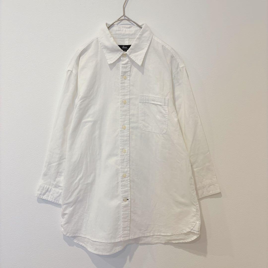 Beno 長袖シャツ 七分袖 胸ポケット 白　ホワイト Mサイズ　無地　シンプル