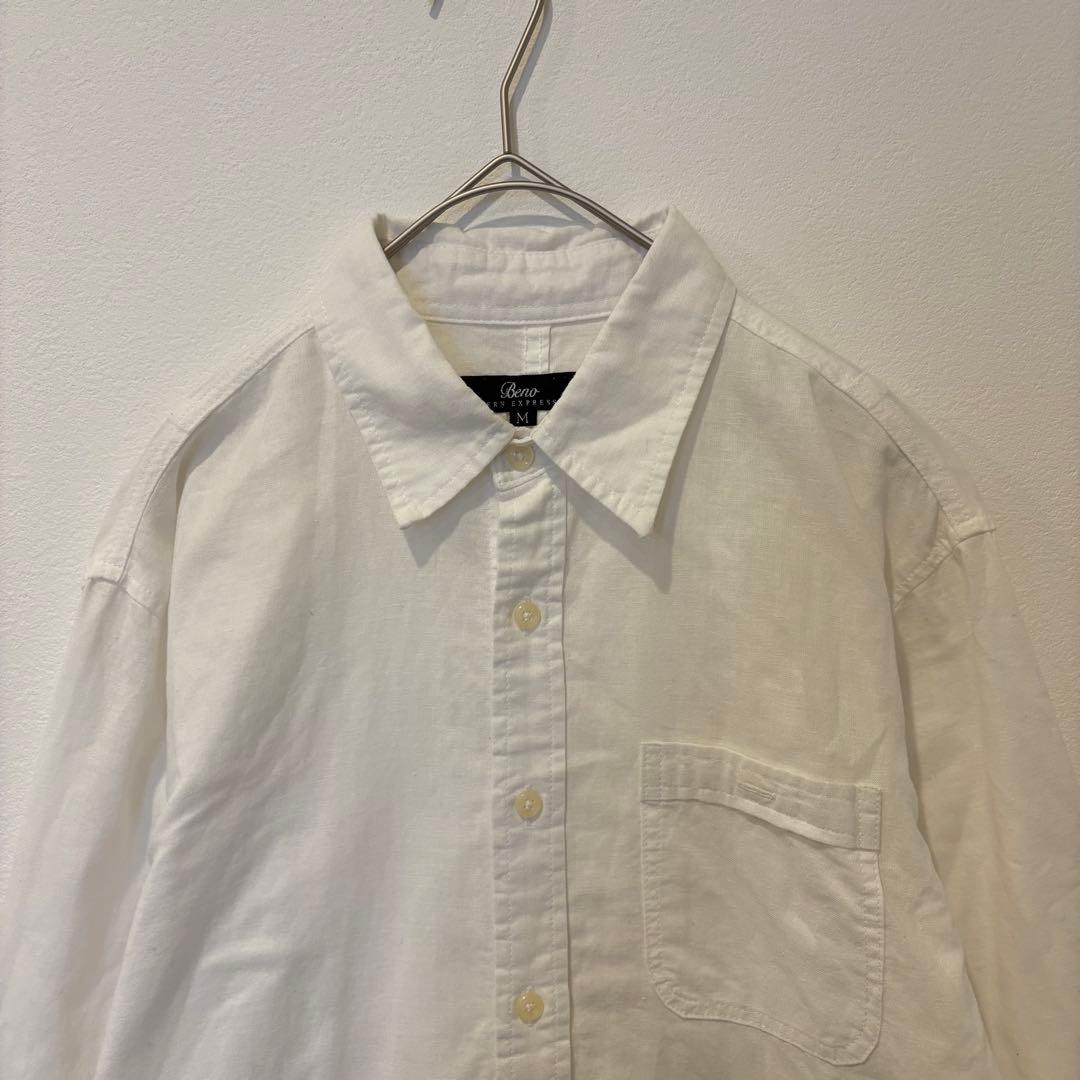 Beno 長袖シャツ 七分袖 胸ポケット 白　ホワイト Mサイズ　無地　シンプル 2