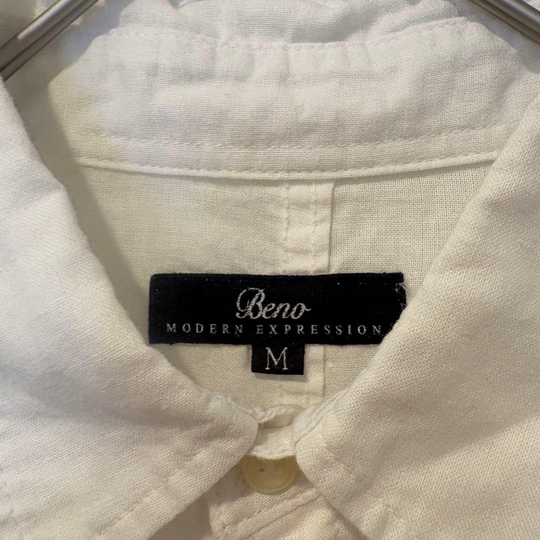 Beno 長袖シャツ 七分袖 胸ポケット 白　ホワイト Mサイズ　無地　シンプル 3