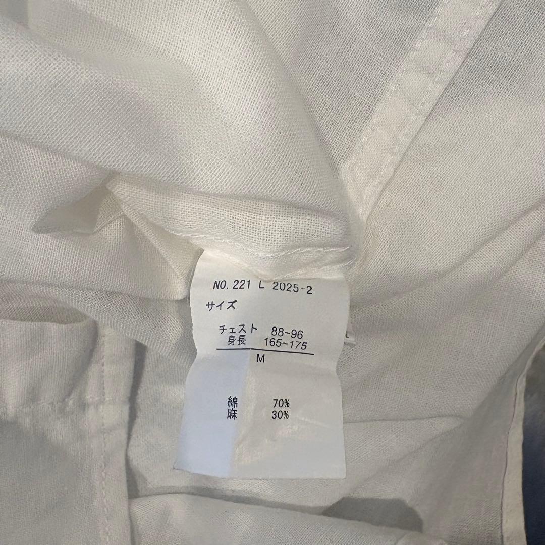 Beno 長袖シャツ 七分袖 胸ポケット 白　ホワイト Mサイズ　無地　シンプル 9