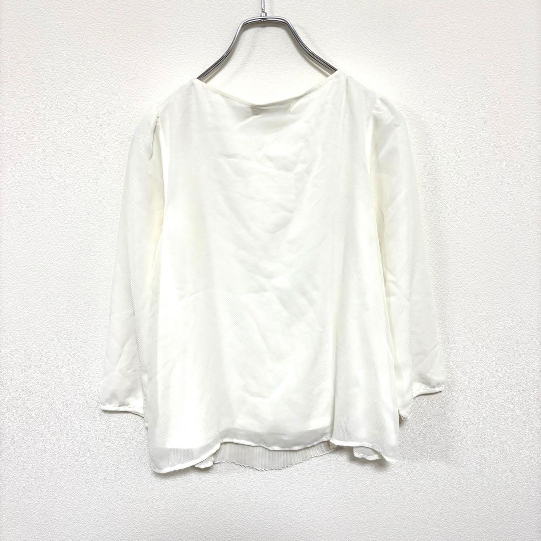 any sis ホワイト シフォンブラウス M パールプリーツd651 11
