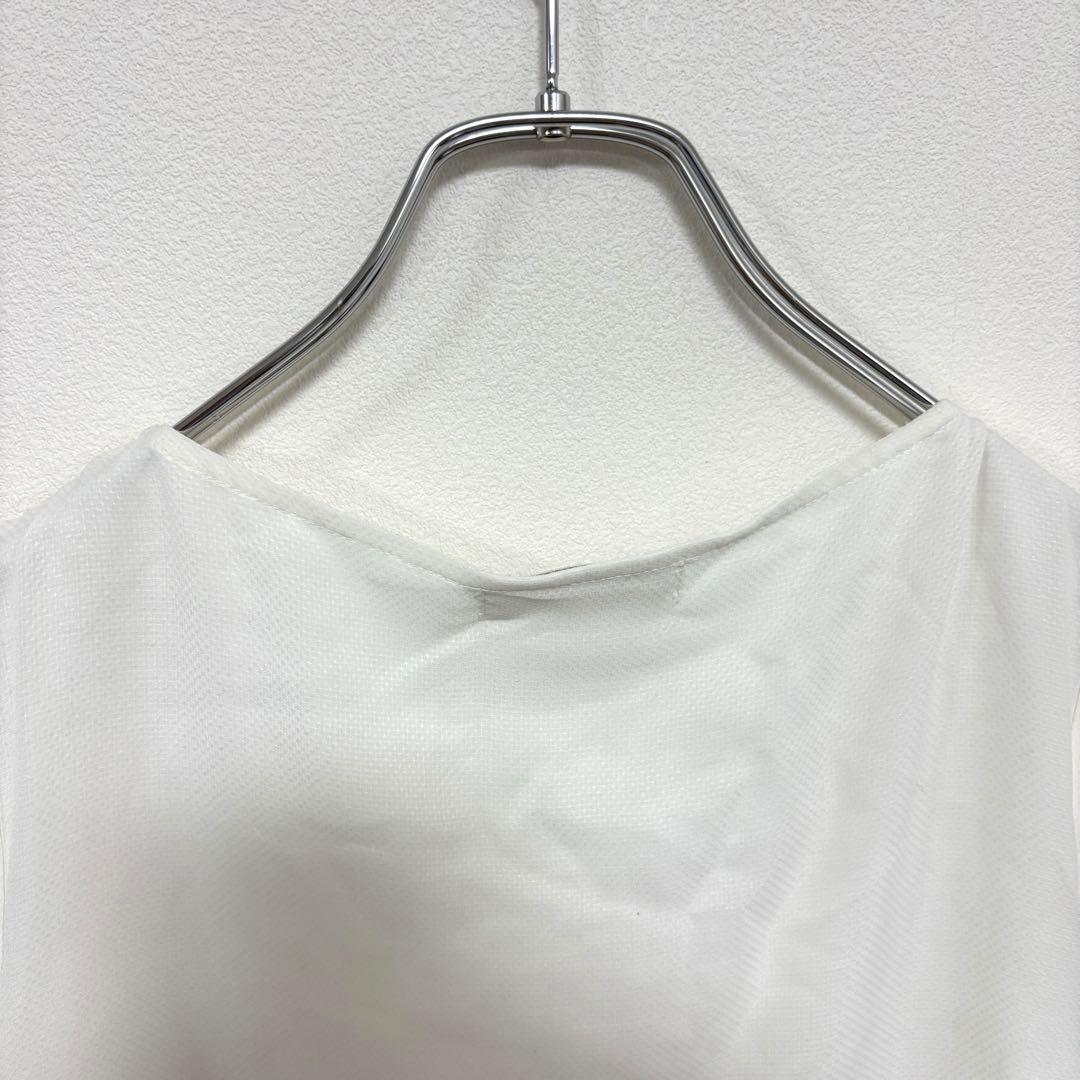 any sis ホワイト シフォンブラウス M パールプリーツd651 12