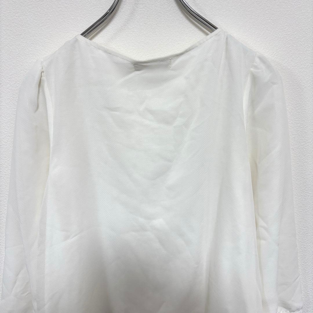 any sis ホワイト シフォンブラウス M パールプリーツd651 13