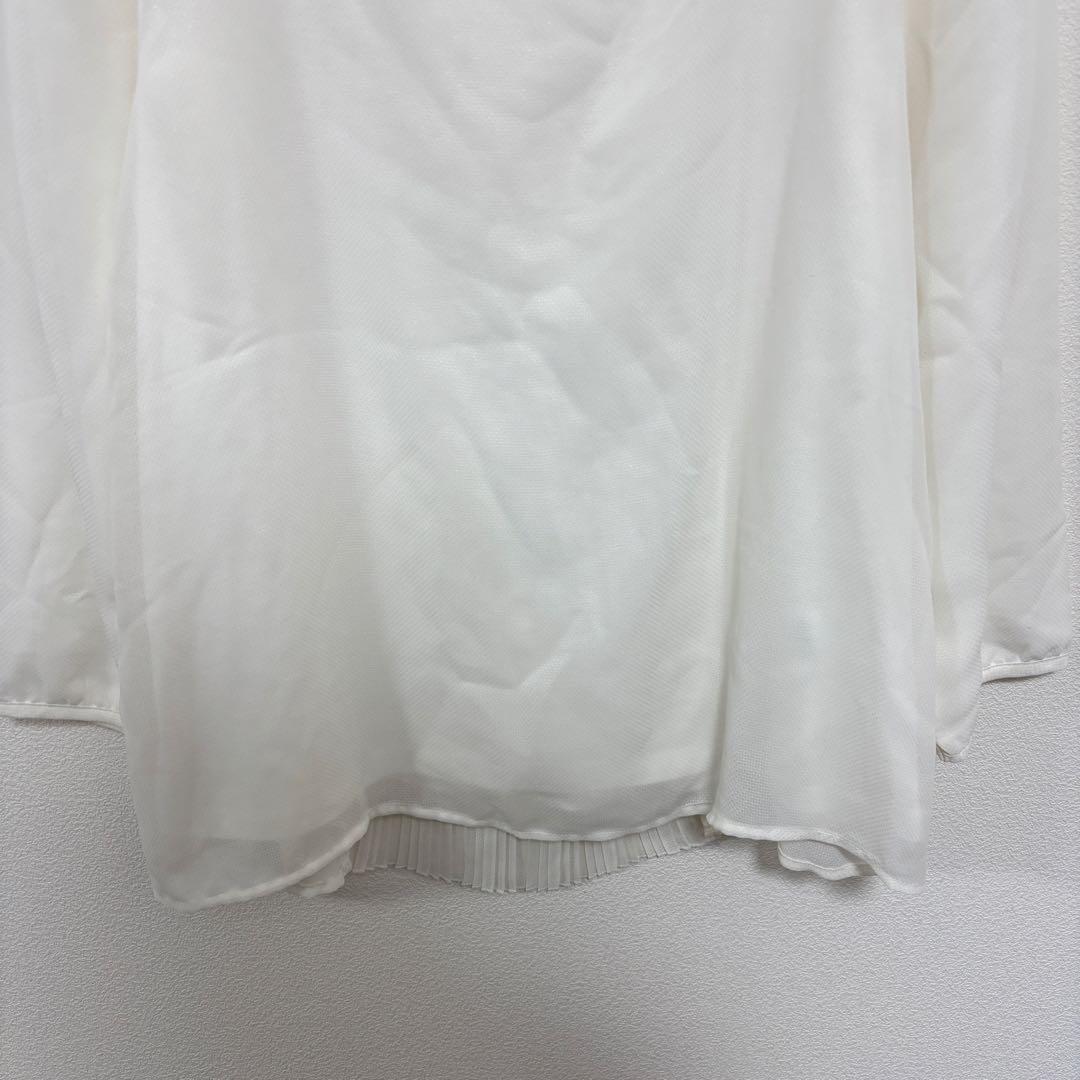 any sis ホワイト シフォンブラウス M パールプリーツd651 14