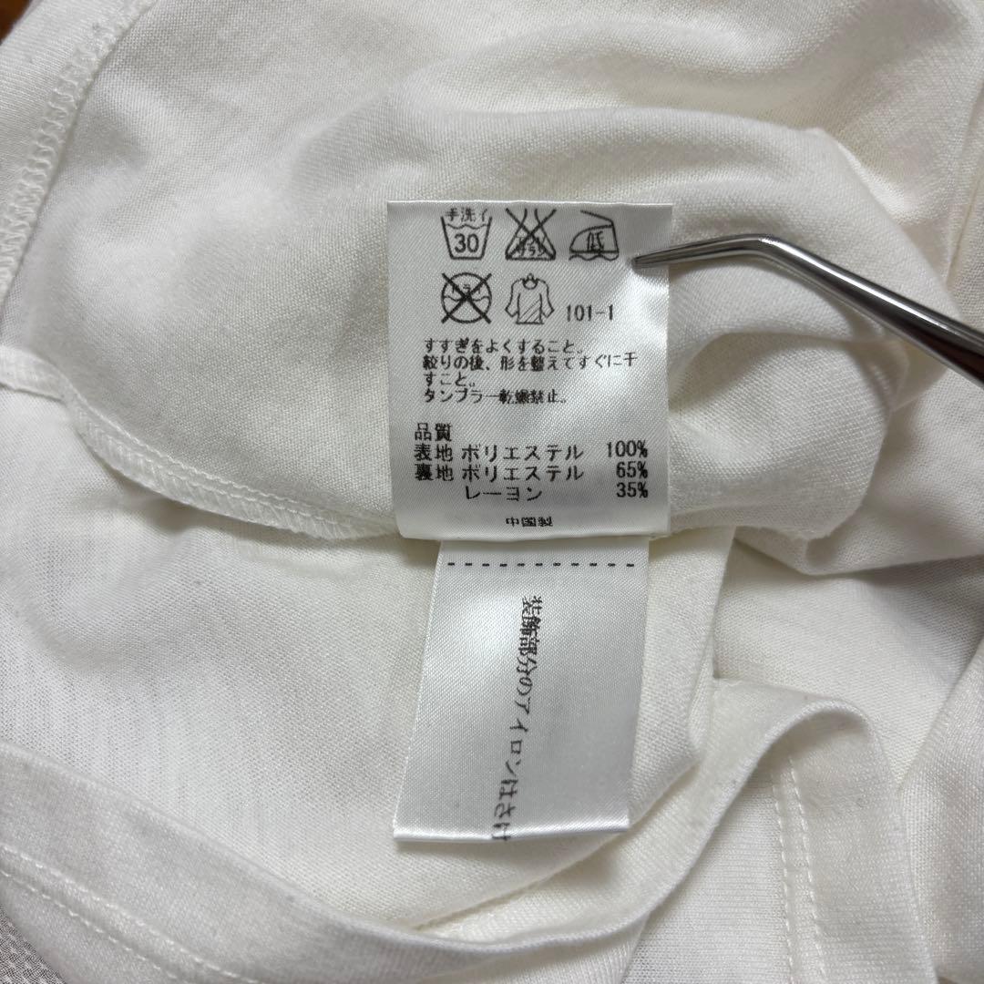 any sis ホワイト シフォンブラウス M パールプリーツd651 16