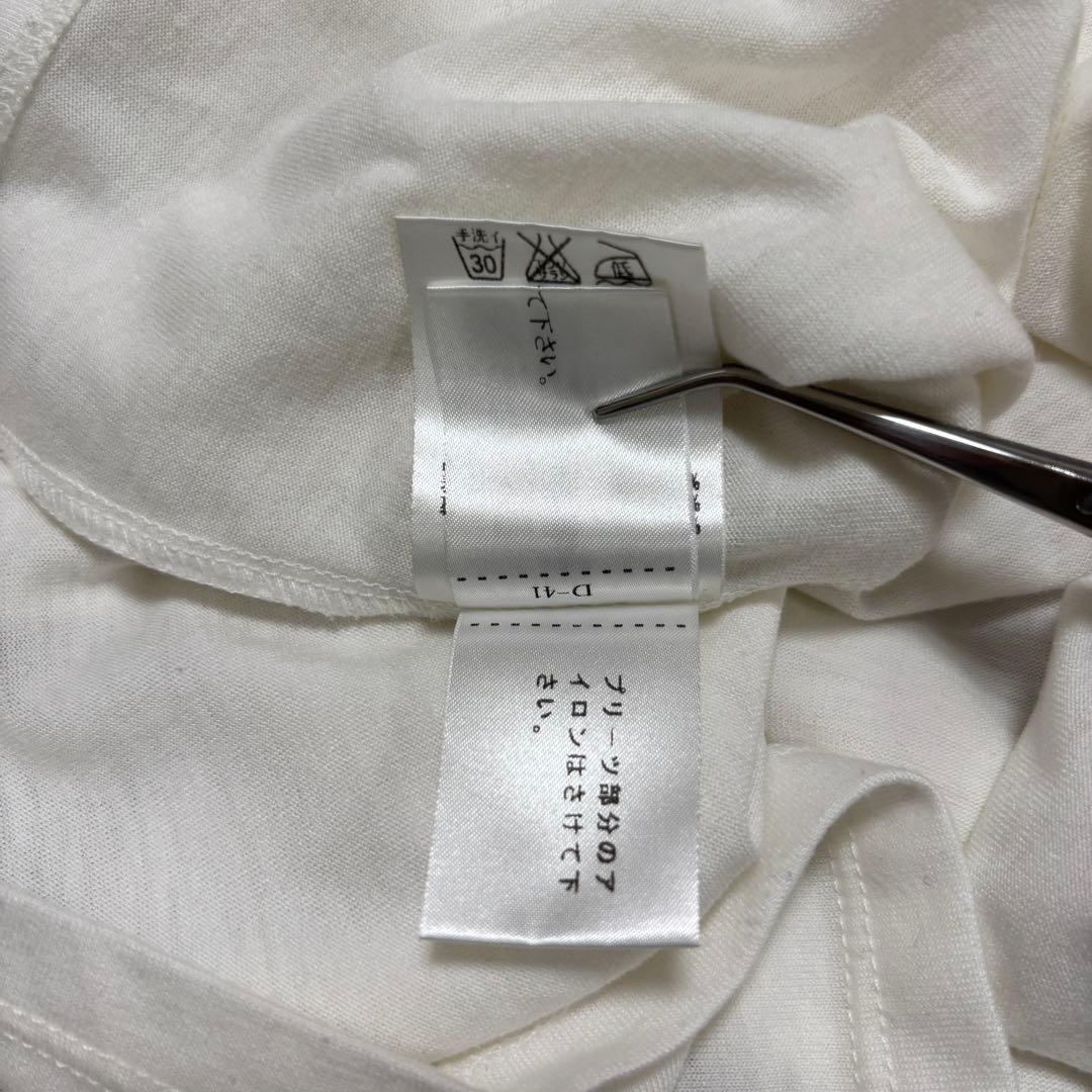 any sis ホワイト シフォンブラウス M パールプリーツd651 17