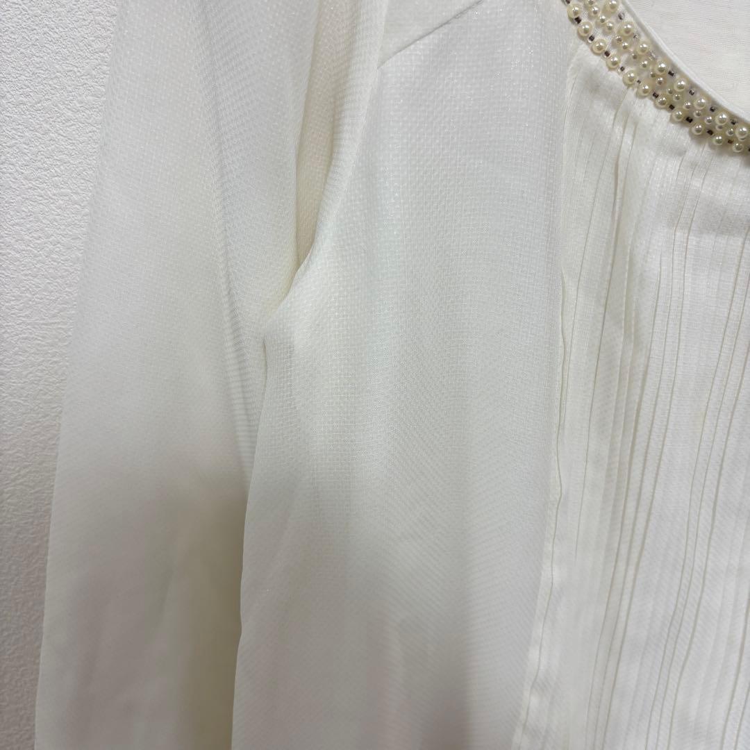 any sis ホワイト シフォンブラウス M パールプリーツd651 5
