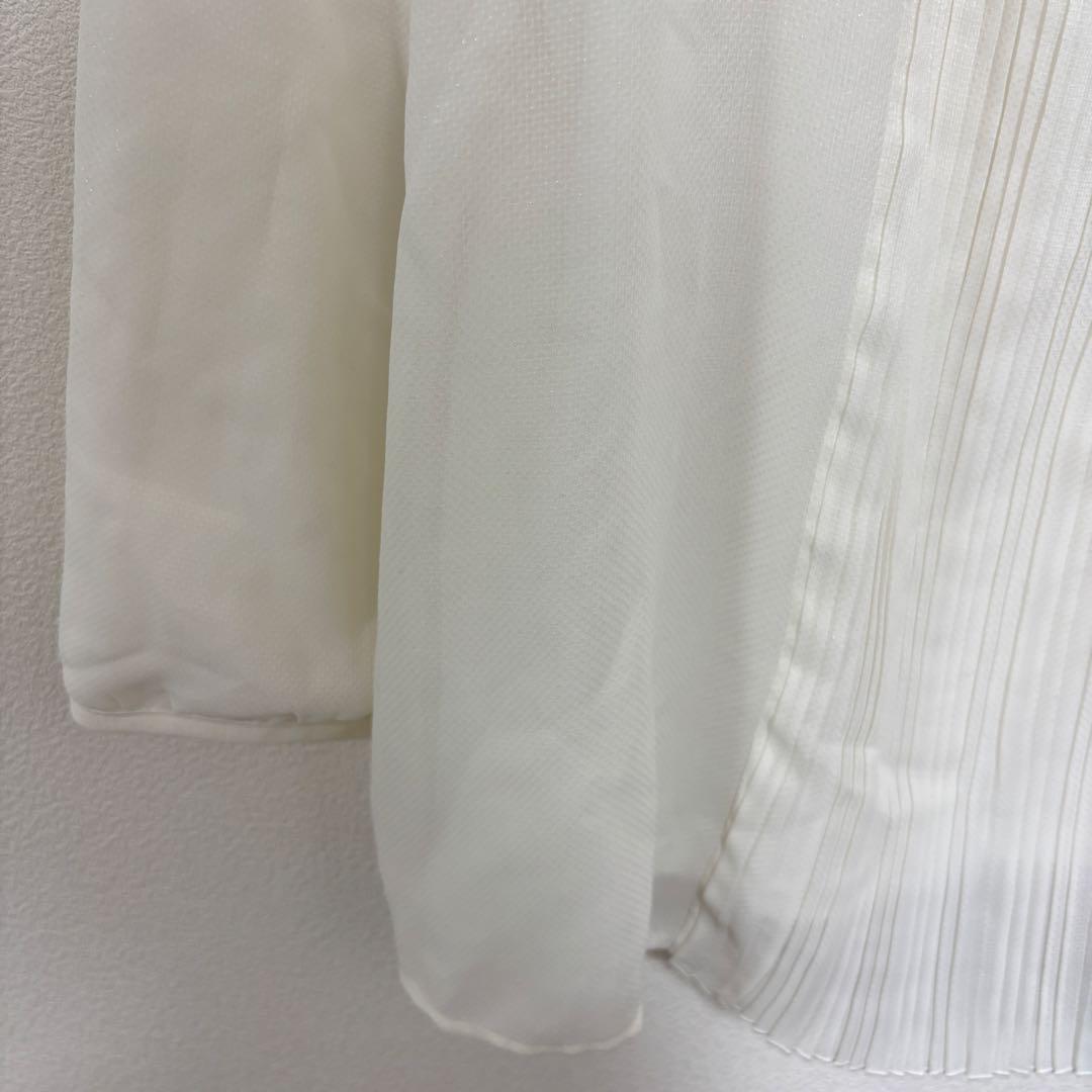 any sis ホワイト シフォンブラウス M パールプリーツd651 6