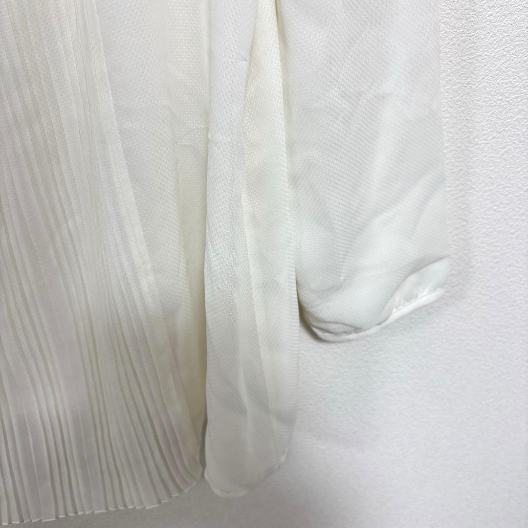 any sis ホワイト シフォンブラウス M パールプリーツd651 9