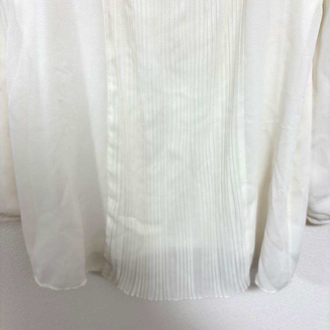 any sis ホワイト シフォンブラウス M パールプリーツd651 10