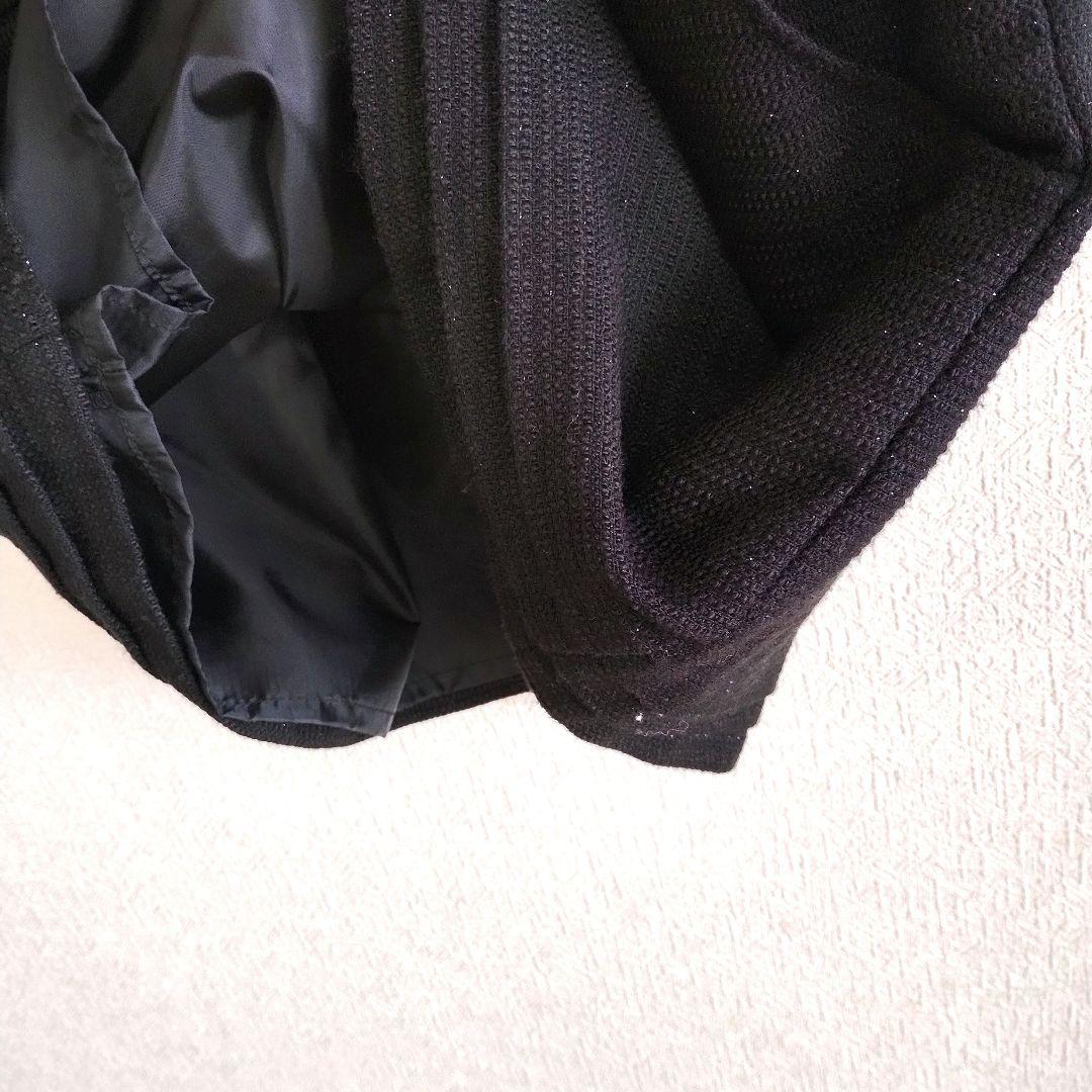 プーラフリーム Pour la frime黒のひざ丈ワンピース 半袖 異素材 6