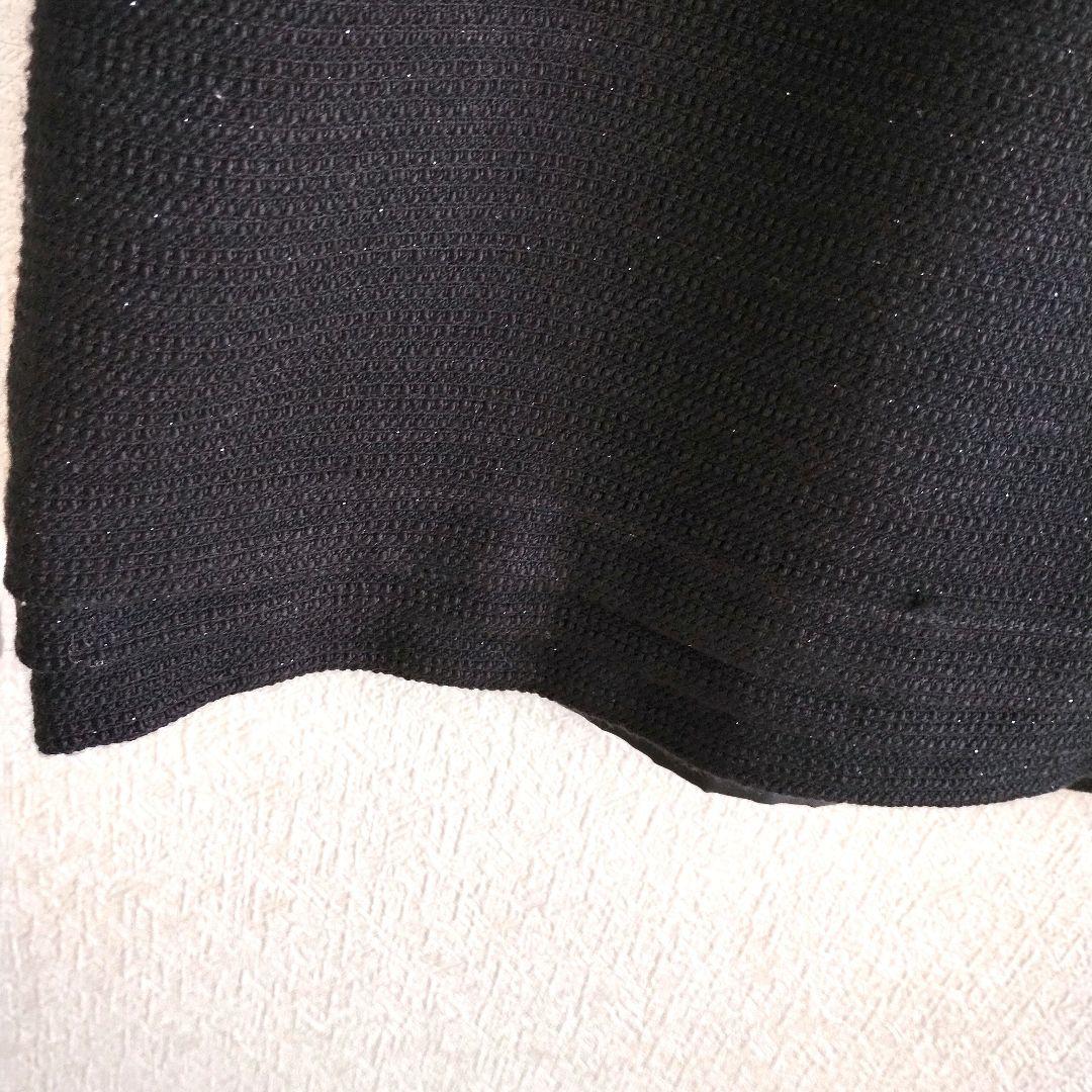 プーラフリーム Pour la frime黒のひざ丈ワンピース 半袖 異素材 8