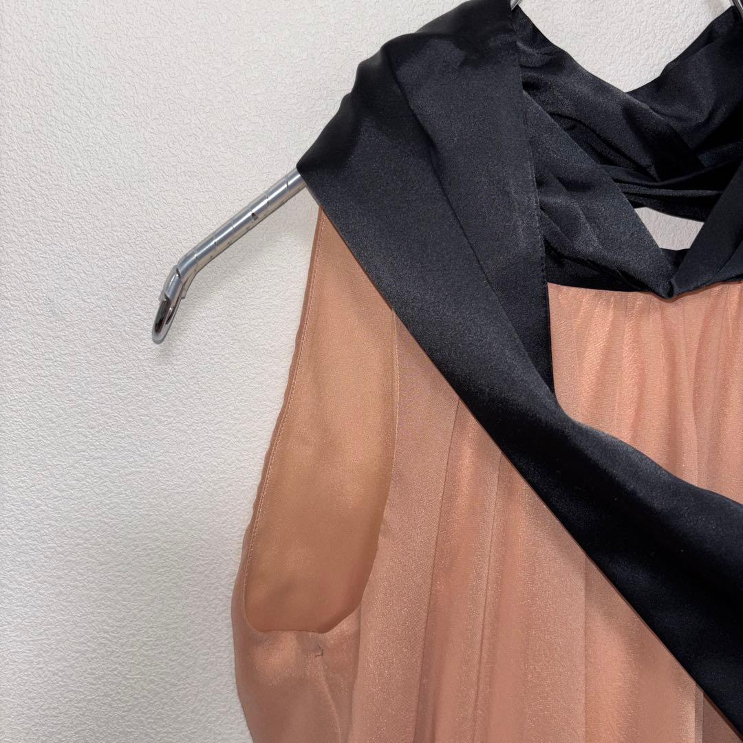 SCOT CLUB ベージュ シフォンフリルノースリーブドレスSヤマダヤd729 4