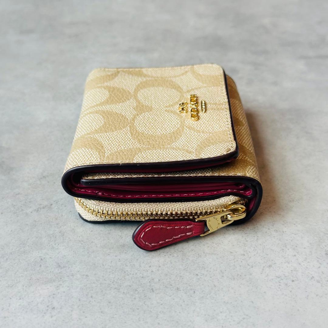 COACH ミニ トライフォールド ウォレット・シグネチャー キャンバス　② 6